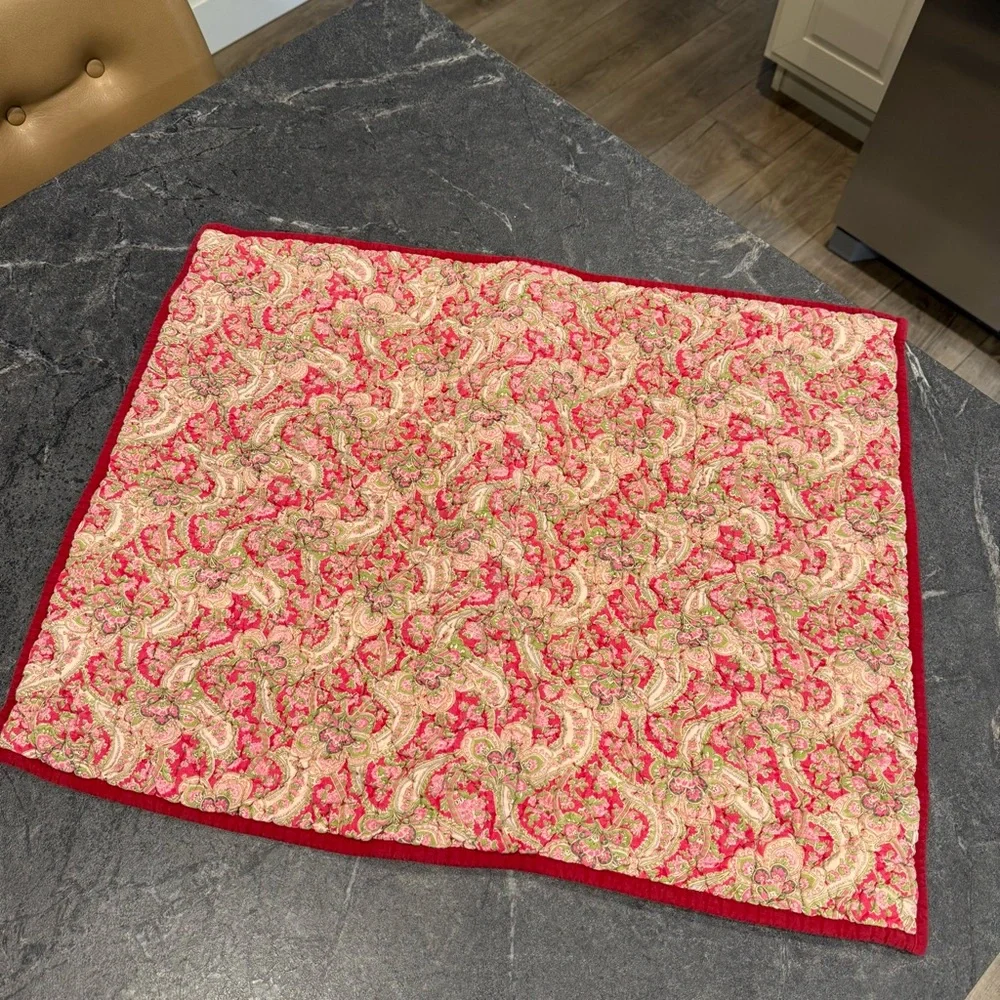 Pottery Barn Georgia paisley pillow standard shams red pink pair set